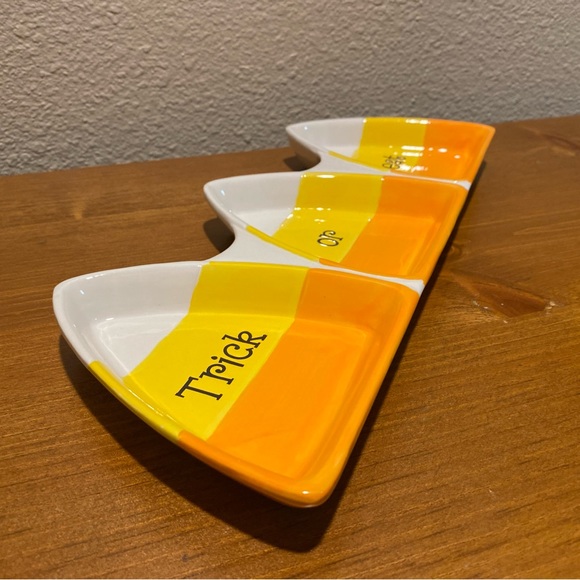 Candy Corn Platter, Trick Or Treat Halloween 3 Section Platter, Candy Corn Decor - Picture 13 of 13